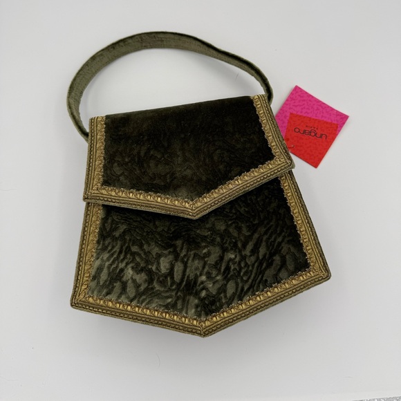 NWT Ungaro Green and Gold Velvet Women's Bag - Picture 1 of 7